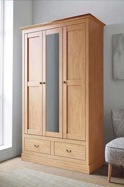 Wooden wardrobe with mirrored door