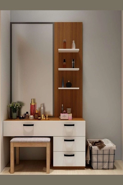 Dressing table with storage shelves