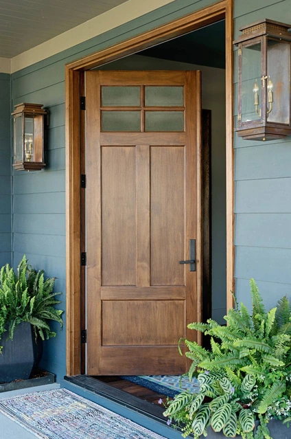 Front door with multiple glass panes