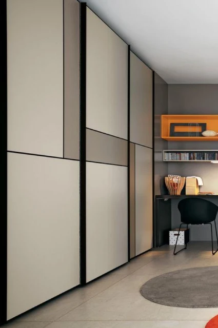 Geometric design sliding door wardrobe