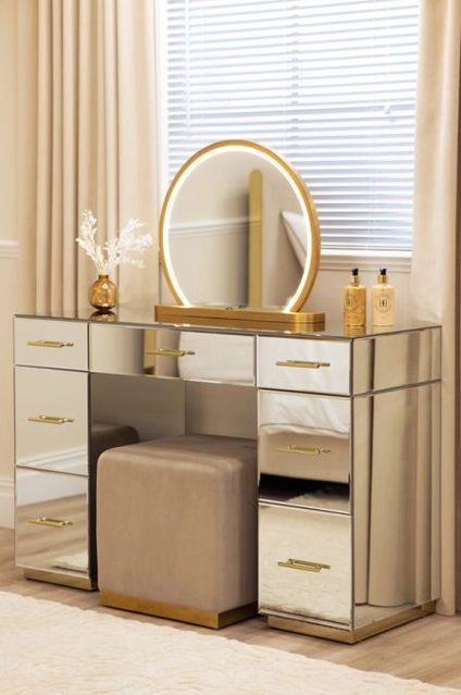 Glamorous dressing table with stool