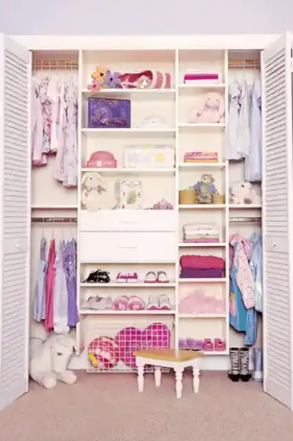 Kids wardrobe with multiple compartments for easy organization.