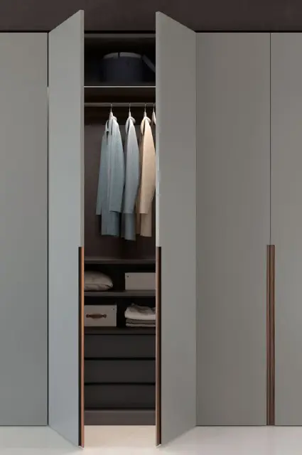 Modern 4 door wardrobe with a bold contrast color scheme.