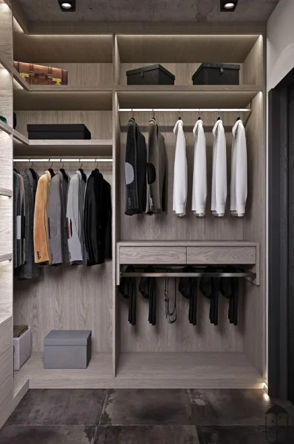 Modern closet design with a clean and minimalist aesthetic