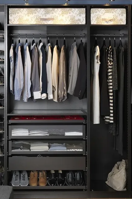 Modern wardrobe closet with multiple storage options