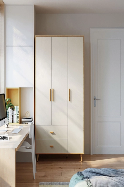 White wardrobe with mirrored doors