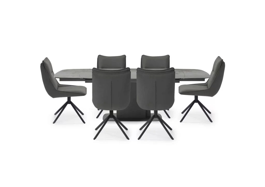 Catalina Large Extending Dining Table and 6 Swivel Dining Chairs