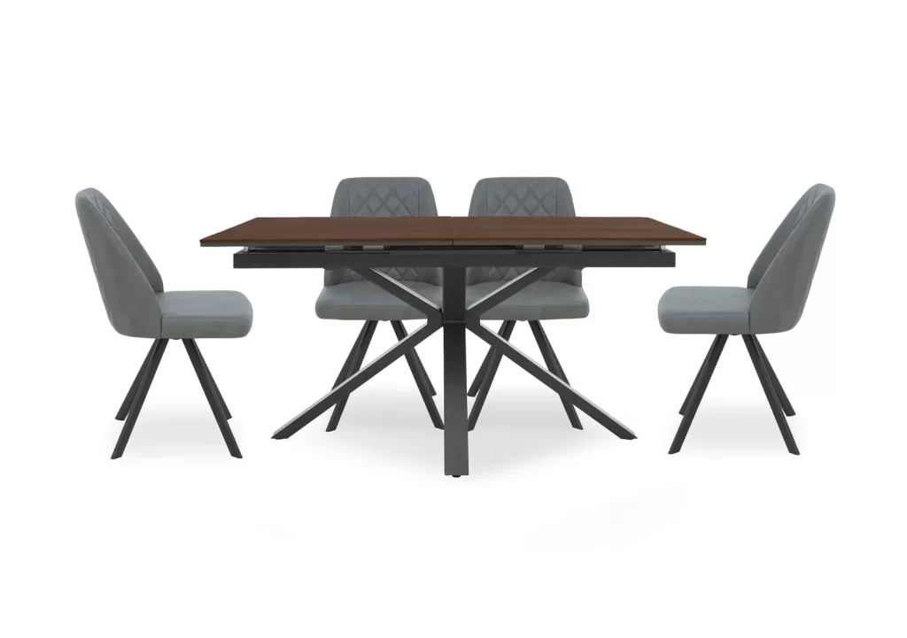 Mars Pop-up Dining Table with 4 Faux Leather Swivel Dining Chairs