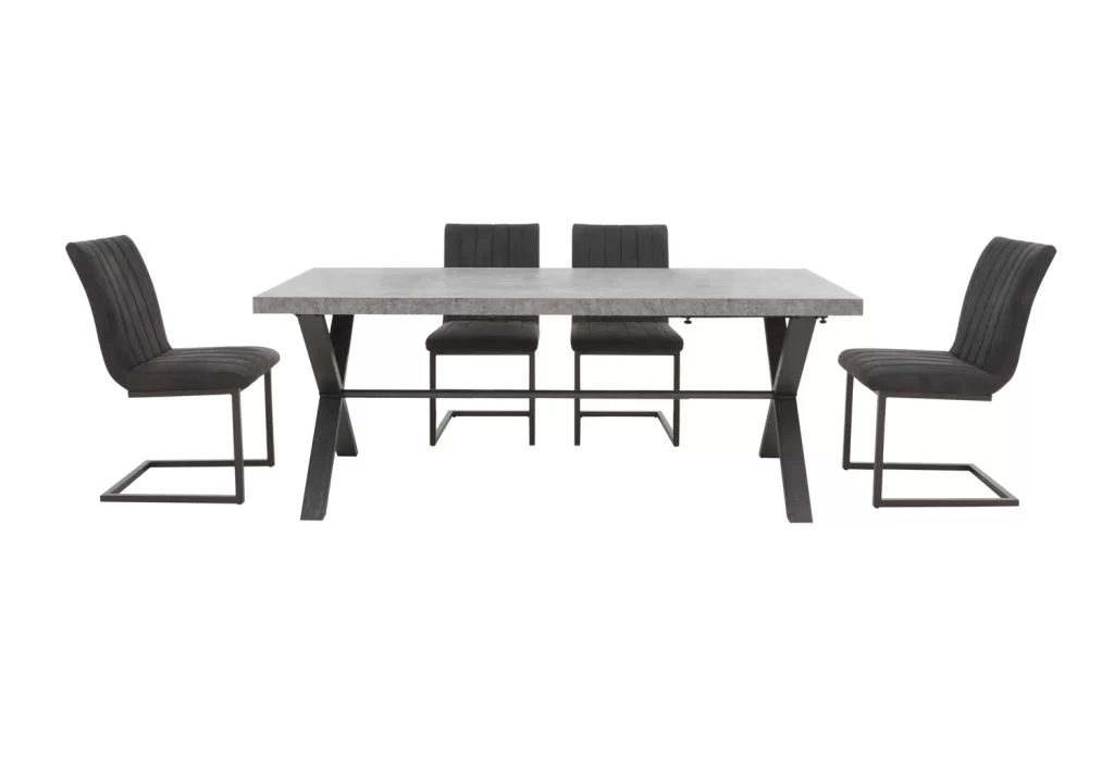 Moon Dining Table and 4 Cantilever Dining Chairs Dining Set