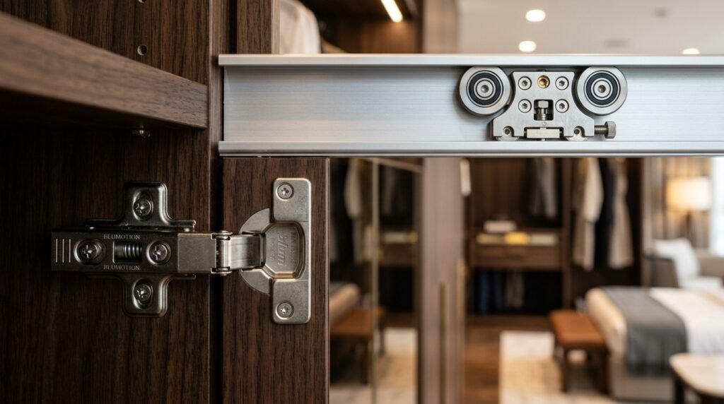 Wardrobe hardware in showroom 202606011118