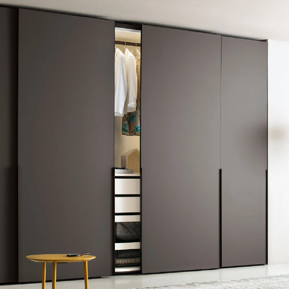 wardrobe with colorful designs and multiple storage sections